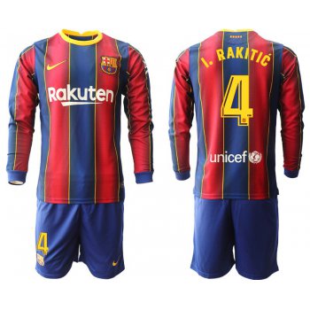 Men 2020-2021 club Barcelona home long sleeve 4 red Soccer Jerseys