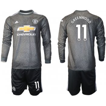 Men 2020-2021 club Manchester united away long sleeve 11 black Soccer Jerseys