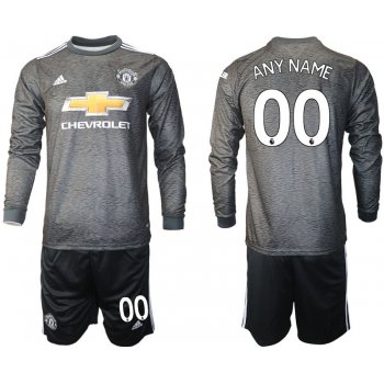 Men 2020-2021 club Manchester united away long sleeve customized black Soccer Jerseys