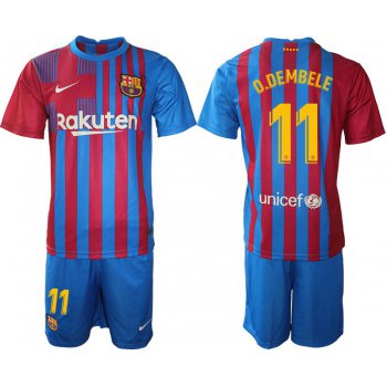 Men 2021-2022 Club Barcelona home blue 11 Nike Soccer Jersey