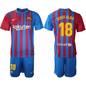 Men 2021-2022 Club Barcelona home blue 18 Nike Soccer Jersey