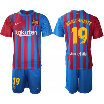 Men 2021-2022 Club Barcelona home blue 19 Nike Soccer Jersey