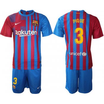 Men 2021-2022 Club Barcelona home blue 3 Nike Soccer Jersey