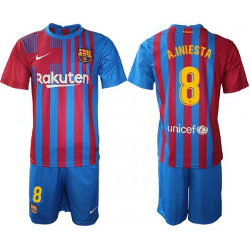 Men 2021-2022 Club Barcelona home blue 8 Nike Soccer Jersey