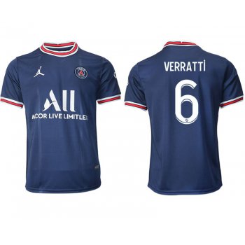 Men 2021-2022 Club Paris St German home aaa version blue 6 Soccer Jersey