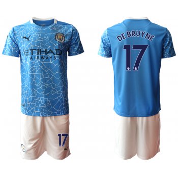 Men 2020-2021 club Manchester City home 17 blue Soccer Jerseys