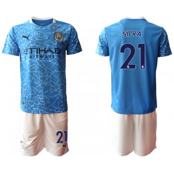 Men 2020-2021 club Manchester City home 21 blue Soccer Jerseys