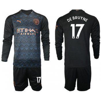 Men 2020-2021 club Manchester city home long sleeve 17 black Soccer Jerseys