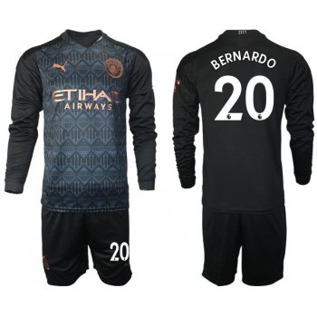 Men 2020-2021 club Manchester city home long sleeve 20 black Soccer Jerseys