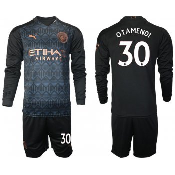 Men 2020-2021 club Manchester city home long sleeve 30 black Soccer Jerseys