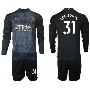 Men 2020-2021 club Manchester city home long sleeve 31 black Soccer Jerseys