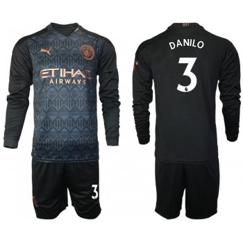 Men 2020-2021 club Manchester city home long sleeve 3 black Soccer Jerseys