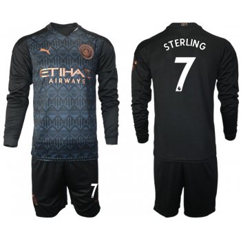 Men 2020-2021 club Manchester city home long sleeve 7 black Soccer Jerseys