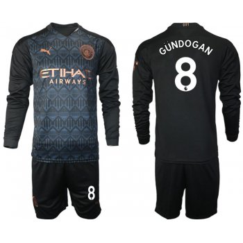 Men 2020-2021 club Manchester city home long sleeve 8 black Soccer Jerseys