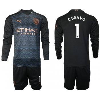 Men 2021 Manchester city home long sleeve 1 soccer jerseys