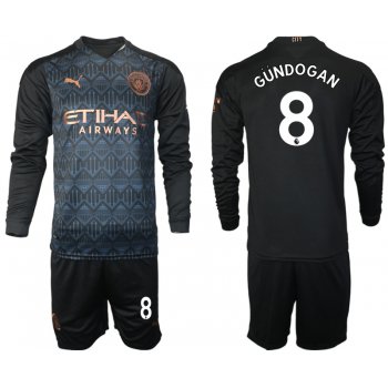 Men 2021 Manchester city home long sleeve 8 soccer jerseys