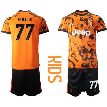 Youth 2020-2021 club Juventus away orange 77 Soccer Jerseys