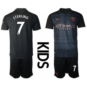 Youth 2020-2021 club Manchester City away black 7 Soccer Jerseys