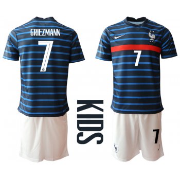 2021 France home Youth 7 soccer jerseys