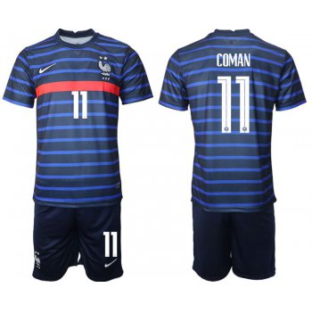 Men 2020-2021 European Cup France home blue 11 Soccer Jersey1