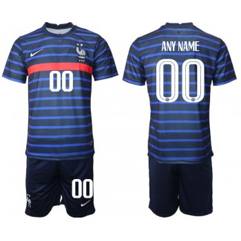 Men 2020-2021 European Cup France home blue customized Soccer Jersey