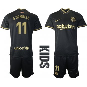 Youth 2020-2021 club Barcelona away 11 black Soccer Jerseys