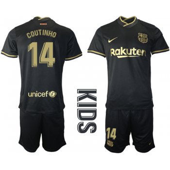 Youth 2020-2021 club Barcelona away 14 black Soccer Jerseys