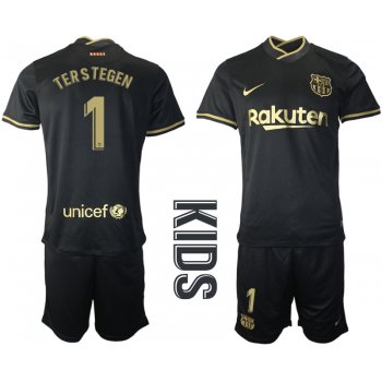 Youth 2020-2021 club Barcelona away 1 black Soccer Jerseys