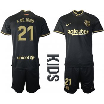 Youth 2020-2021 club Barcelona away 21 black Soccer Jerseys