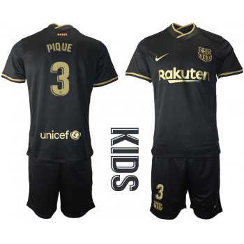 Youth 2020-2021 club Barcelona away 3 black Soccer Jerseys