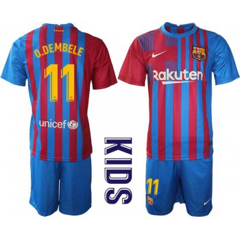 Youth 2021-2022 Club Barcelona home blue 11 Nike Soccer Jersey