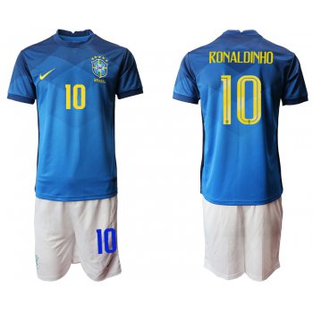 Men 2020-2021 Season National team Brazil away blue 10 Soccer Jersey1