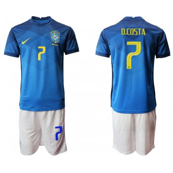 Men 2020-2021 Season National team Brazil away blue 7 Soccer Jersey