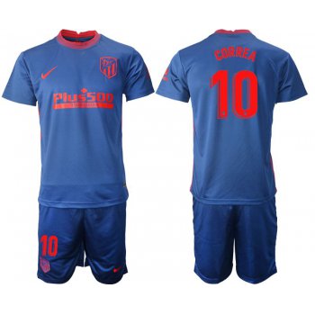 Men 2020-2021 club Atletico Madrid away 10 blue Soccer Jerseys