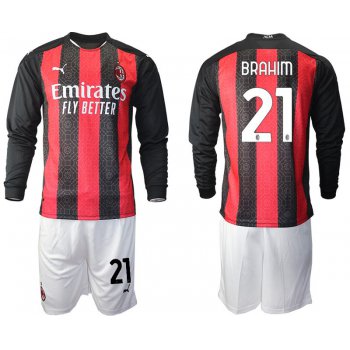 2020-2021 club AC milan home long sleeve 21 red Soccer Jerseys