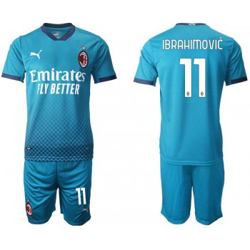 Men 2020-2021 club AC milan away 11 blue Soccer Jerseys