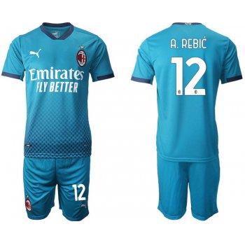 Men 2020-2021 club AC milan away 12 blue Soccer Jerseys