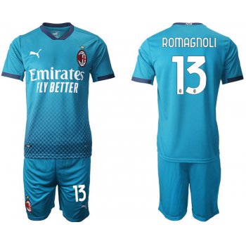 Men 2020-2021 club AC milan away 13 blue Soccer Jerseys