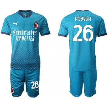 Men 2020-2021 club AC milan away 26 blue Soccer Jerseys