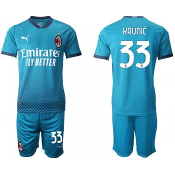 Men 2020-2021 club AC milan away 33 blue Soccer Jerseys