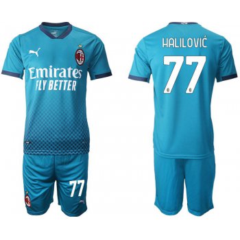 Men 2020-2021 club AC milan away 77 blue Soccer Jerseys