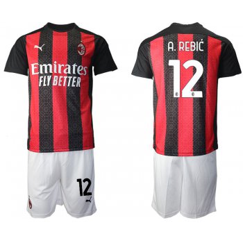 Men 2020-2021 club AC milan home 12 red Soccer Jerseys