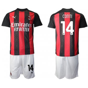 Men 2020-2021 club AC milan home 14 red Soccer Jerseys