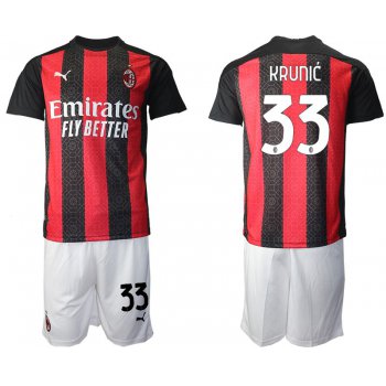 Men 2020-2021 club AC milan home 33 red Soccer Jerseys