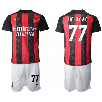 Men 2020-2021 club AC milan home 77 red Soccer Jerseys