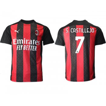 Men 2020-2021 club AC milan home aaa version 7 red Soccer Jerseys1