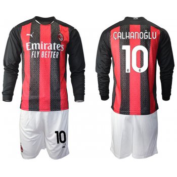 Men 2020-2021 club AC milan home long sleeve 10 red Soccer Jerseys