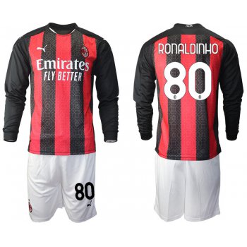 Men 2020-2021 club AC milan home long sleeve 80 red Soccer Jerseys