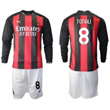 Men 2020-2021 club AC milan home long sleeve 8 red Soccer Jerseys