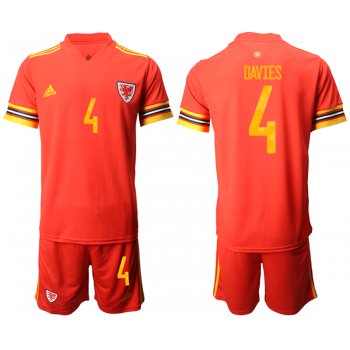 Men 2021 European Cup Welsh home red 4 Soccer Jersey